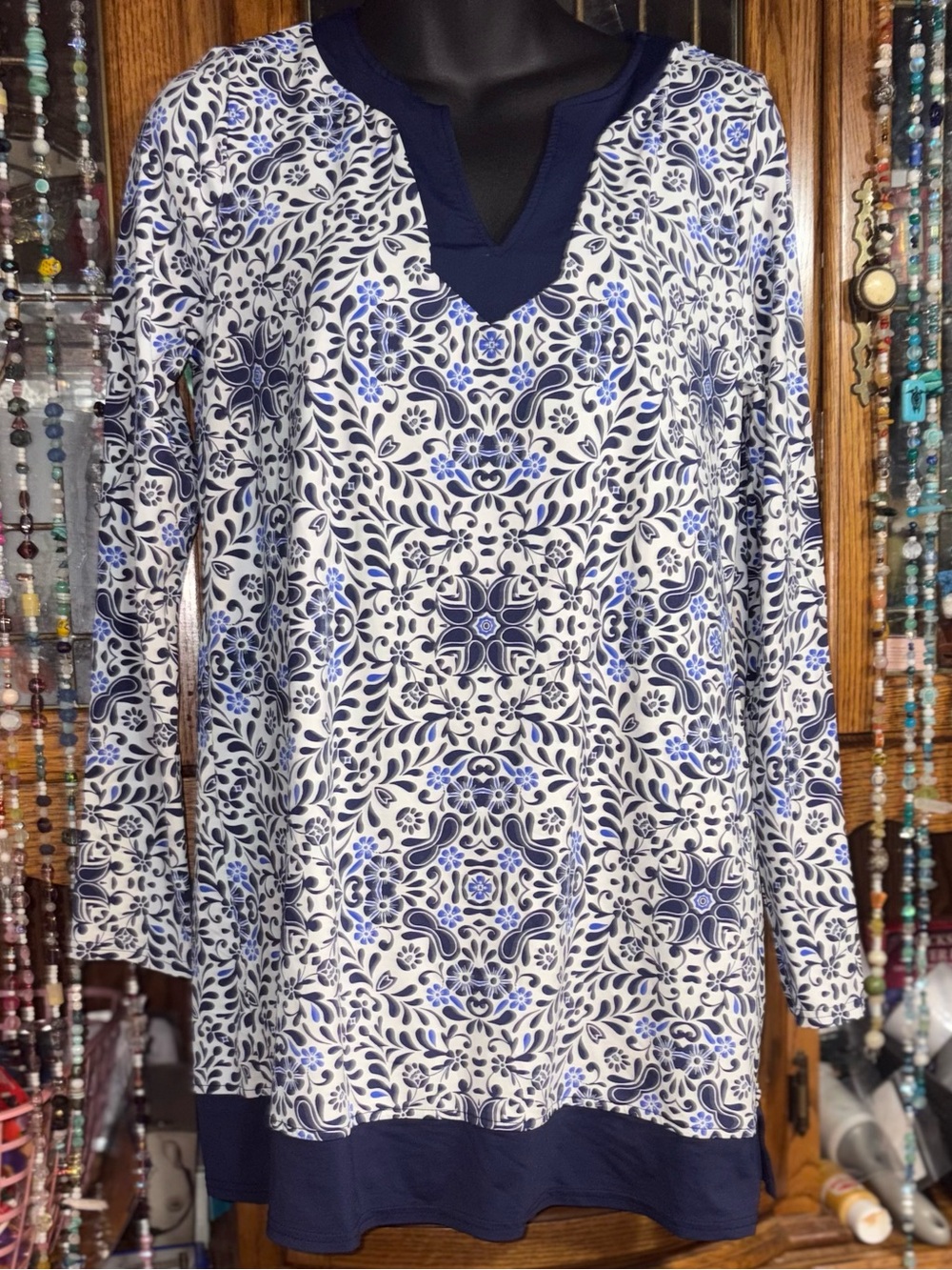 Lands' End Long Sleeve Split Neck Tunic UPF 50 small